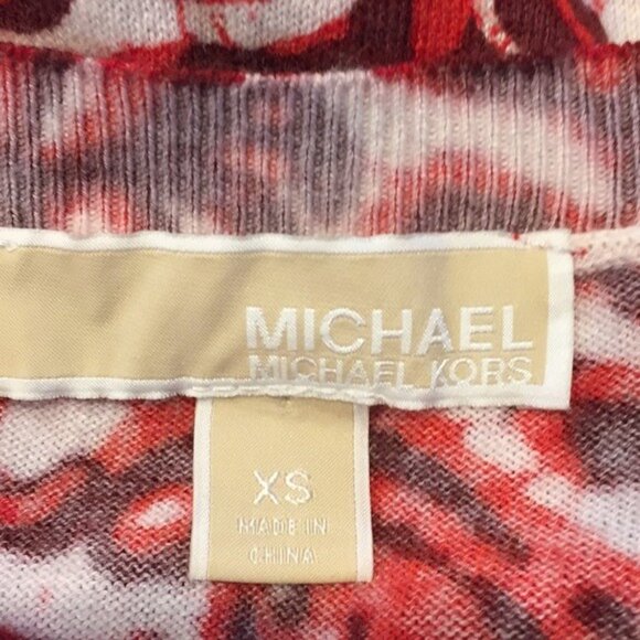 Michael Kors Womens Paisley Print Long Sleeve Sweater XS Red White - Picture 4 of 5